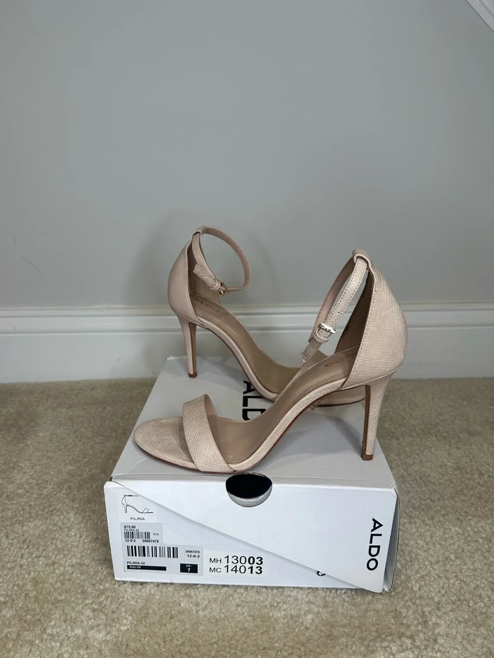 Aldo Cream Nude Open-Toe Ankle-Strap Heels